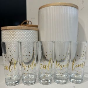 5 piece shot glass set with gold detailing: SLANT COLLECTIONS